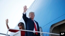 Donald Trump e Melania Trump a caminho da Europa