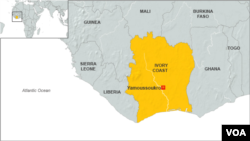 Map of Ivory Coast, Africa