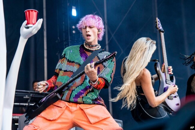 Machine Gun Kelly performs at the Bonnaroo Music and Arts Festival on Sunday, June 19, 2022, in Manchester, Tenn. (Photo by Amy Harris/Invision/AP)