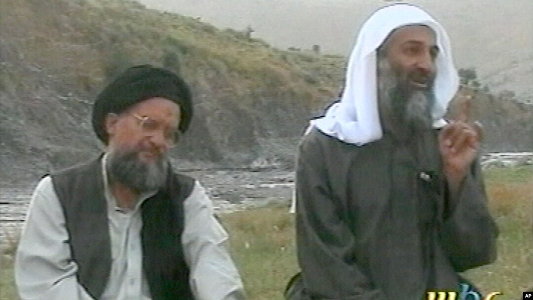 د القاعده وژل شوی مشر اوسامه بن لادن او اېمن الظواهري چې د بن لادن نه پس د القاعده مشر ټاکل شوی دی