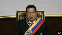 Venezuela's President Hugo Chavez attends a special session at the National Assembly commemorating the country's Independence Day, in Caracas, Venezuela, July 5, 2012. 