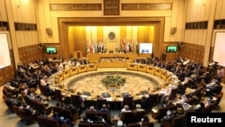 Arab foreign ministers meet during a regular session to discuss latest developments in Middle Eastern affairs, in Cairo, Egypt, Sept. 12, 2017. 