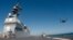 自衛隊指揮魚鷹戰機從日向號升空(美國之音國符拍攝)