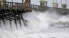 Waves from Hurricane Florence pound the Bogue Inlet Pier in Emerald Isle, N.C., Sept. 13, 2018.