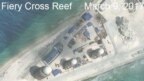 Bộ Quốc phòng TQ tuyên bố 'không có cái gọi là đảo nhân tạo'. Ảnh chụp vệ tinh của CSIS cho thấy nhiều công trình xây dựng của TQ trên Đá Chữ Thập, thuộc quần đảo Trường Sa, ngày 9/3/2017.