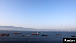 FILE - Oil tankers wait to dock at Tupras refinery near the northwestern Turkish city of Izmit, June 28, 2017. Turkey is a major buyer of Iranian oil. 