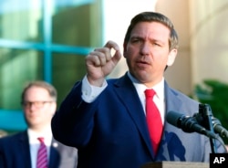 Florida Gov. Ron DeSantis speaks at the Broward County Sheriff's Office Fort Lauderdale headquarters, Jan. 11, 2019, in Fort Lauderdale, Florida.