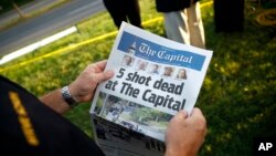 El diario The Capital Gazette fue publicado el viernes, 29 de junio de 2018, un día después del mortal tiroteo en sus oficinas en Annapolis, Maryland.