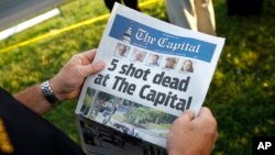 La Une du journal "The Capital Gazette" le 29 juin 2018.