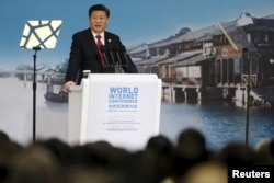 China's President Xi Jinping speaks during the opening ceremony of the 2nd annual World Internet Conference in Wuzhen town of Jiaxing, Zhejiang province, China, Dec. 16, 2015.