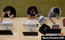 Students work on computers at the Hunt Library at North Carolina State University in Raleigh, N.C., on Tuesday, May 3, 2016.