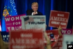 Republican presidential candidate Donald Trump campaign at the University of Wisconsin Eau Claire, Nov. 1, 2016.