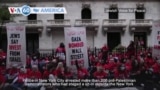 VOA60 America - Dozens of pro-Palestinian protesters arrested outside New York Stock Exchange