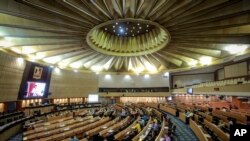 Members of the National Legislative Assembly meet at parliament in Bangkok, Thailand, Jan. 25, 2018. 