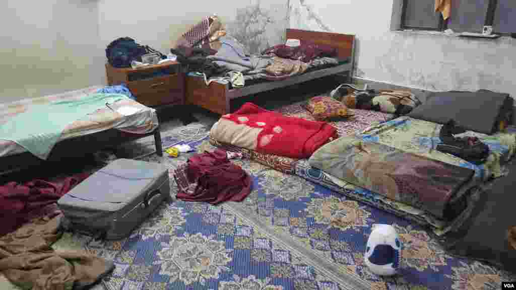 Some of the students were in this room as militants stormed their hostel in a gun and grenade attack Wednesday morning. Bacha Khan University in Charsadda, Pakistan. (A. Tanzeem/VOA)