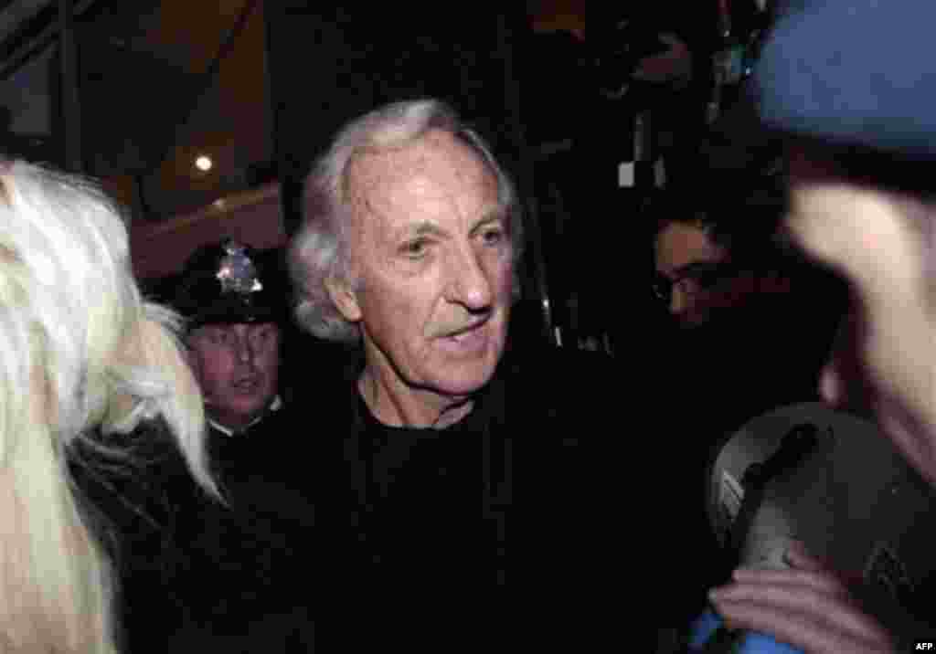 Journalist John Pilger, one of the supporters of the Wikileaks website founder Julian Assange, talks to media outside the City of Westminster Magistrates Court in central London, following Assange bail hearing, Tuesday, Dec. 14, 2010. Assange was granted 