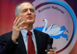 FILE - U.S. writer Jared Taylor speaks during the International Russian Conservative Forum in St. Petersburg, Russia, March 22, 2015.