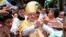Managua's Bishop Silvio Baez greets faithful during a resurrection mass in Esquipulas, April 21, 2019. 