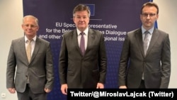 Belikm Bisljimi, Miroslav Lajčak i Petar Petković u Brsielu (Foto: Twitter/@MiroslavLajcak)