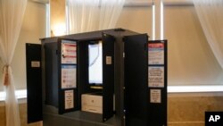 A new state-issued voting machines is seen at Park Tavern used for the Georgia's primary election on June 9, 2020, in Atlanta.