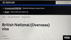 英国政府正式接受BNO港人申请”5+1”居留签证。 (美国之音/汤惠芸) 
