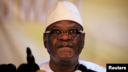 Mali's President-elect Ibrahim Boubacar Keita speaks at a news conference in Bamako, Aug. 21, 2013. 