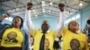 Supporters cheer South African President Cyril Ramaphosa during an election rally for ruling African National Congress (ANC) ahead of the May 8th general election, in Mitchells Plain near Cape Town, South Africa, May 3, 2019. 