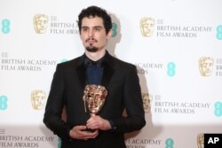 Best film winner Damien Chazelle at the British Academy Film Awards in London, Sunday, Feb. 12, 2017.