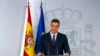 Spain's Prime Minister Pedro Sanchez delivers a statement at the Moncloa Palace in Madrid, Spain, Feb. 15, 2019. 