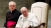 FILE - Pope Francis looks on during the weekly general audience in the Paul VI Hall, at the Vatican, Oct. 6, 2021. 