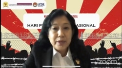 Wakil Ketua LPSK, Livia Iskandar, dalam konferensi pers peringatan Hari Pembela HAM Nasional, Selasa 7 September 2021. (Anugrah Andriansyah).