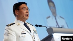 China's Joint Staff Department Deputy Chief Admiral Sun Jianguo speaks at the IISS Shangri-La Dialogue in Singapore, June 5, 2016.