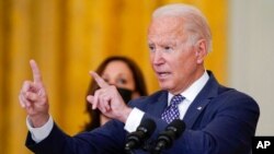 Tổng thống Joe Biden nói về cuộc di tản tại Afghanistan tại Tòa Bạch Ốc ngày 20/8/2021.
