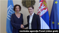 Generalna direktorka UNESKO Odri Azule i premijerka Srbije Ana Brnabić, Foto: video grab 