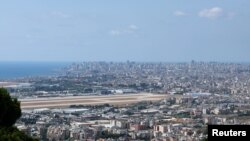 A view shows Beirut-Rafic Al Hariri International Airport, as seen from Deir Qoubil