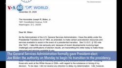 VOA60 Ameerikaa - GSA formally gave President-elect Biden the authority to begin his transition to the presidency