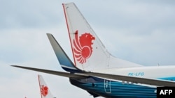 A Lion Air Boeing 737-800 aircraft is seen at the airport in Padang, West Sumatra.