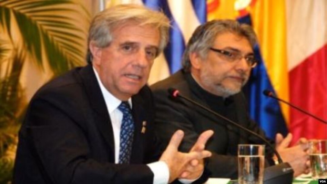 El presidente de Uruguay, Tabaré Vázquez, y el presidente paraguayo, Fernando Lugo, pidieron terminar con las dificultades arancelarias.