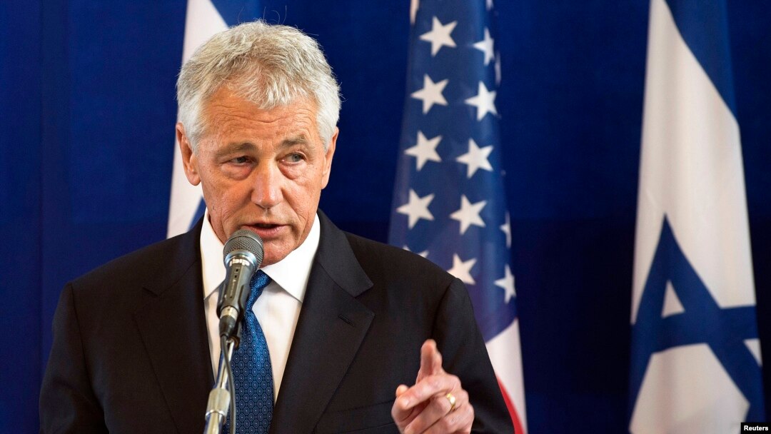 Bộ trưởng Quốc phòng Hoa Kỳ Chuck Hagel nói chuyện tại cuộc họp báo ở Tel aviv, 22/4/13