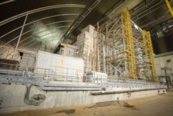 A view inside the "new safe confinement" shelter that spans the remains of the Chernobyl nuclear power plant's Reactor No. 4, in Chernobyl, Ukraine, July 10, 2019.
