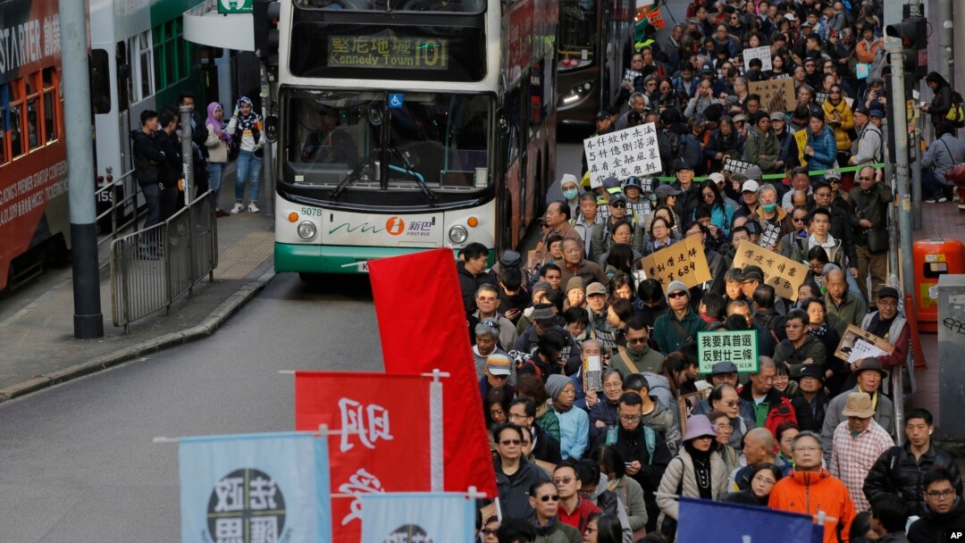 Một cuộc biểu tình phản đối chính quyền Hong Kong đàn áp chính trị, 1/1/2019