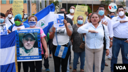 Una manifestación de familiares de presos politicos en Managua el 14 de septiembre de 2020. Foto de Houston Castillo, VOA.