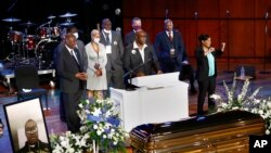 Philonise Floyd speaks at a memorial service for his brother, George Floyd, at North Central University in Minneapolis, June 4, 2020.