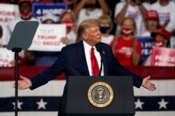 President Donald Trump speaks at a campaign rally in Winston-Salem, N.C., Sept. 8, 2020.