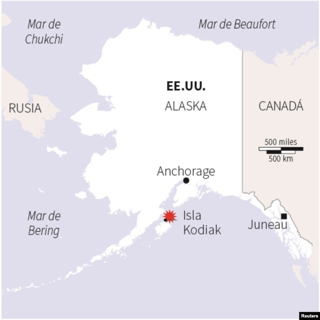 Sitio del terremoto en Alaska.