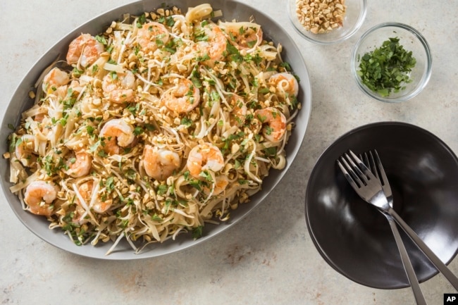 An example of shrimp pad thai. (Daniel J. van Ackere/America's Test Kitchen via AP)