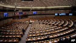 FILE - European Parliament members attend a plenary session at the European Parliament in Brussels,Jan. 21, 2019. 