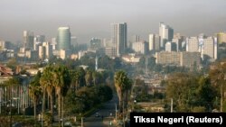 Vue générale du panorama urbain de la capitale éthiopienne, Addis-Abeba, le 29 janvier 2017. 