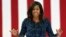 FILE - First lady Michelle Obama speaks at LaSalle University in Philadelphia, Sept. 28, 2016, as she campaigns for presidential candidate Hillary Clinton.