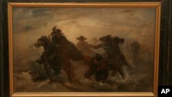 FILE - A painting is seen on display at an art museum.